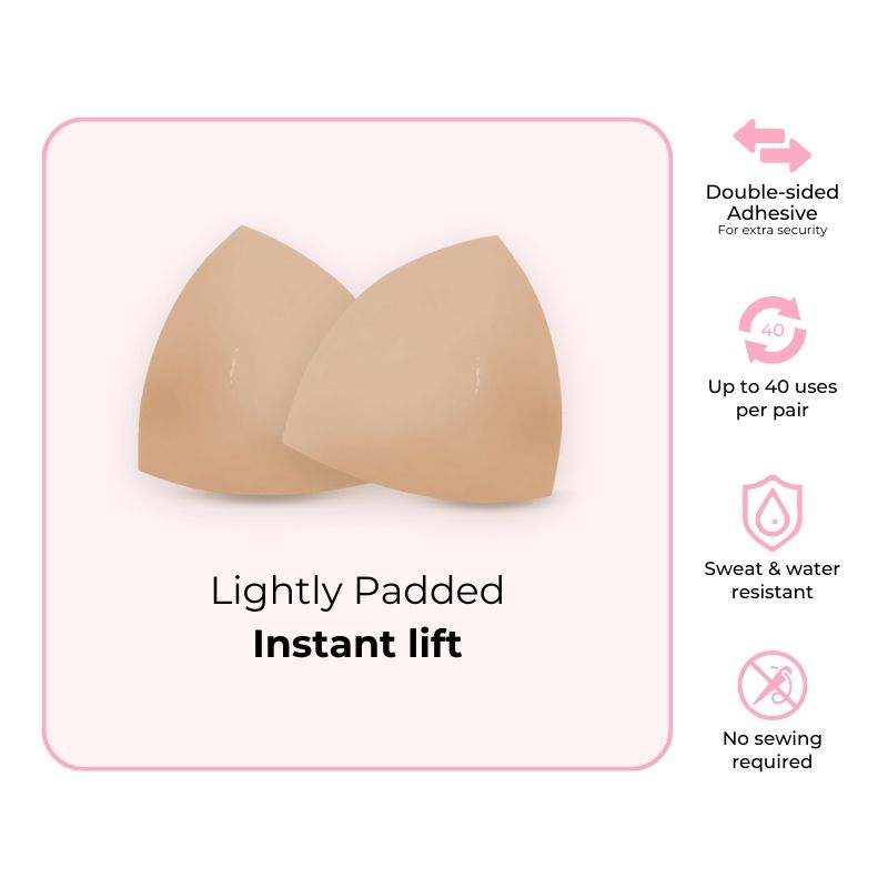 Silicone Triangle Push-up Breast Pads Cleavage Enhancer Swimsuit, Bikini  and Bra Inserts for Summer(2 Pair/Beige/S) 