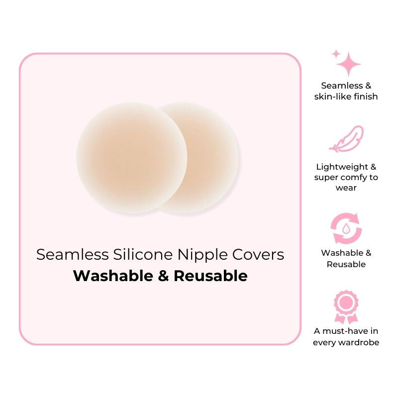 CHARMKING Nipple Covers 4 Pairs for Women, Reusable Adhesive Nipple  Coverings, Invisible Pasties Silicone Cover at  Women's Clothing store